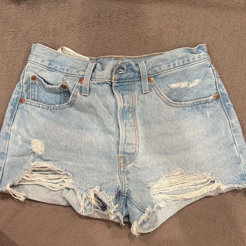 Levi's Light Blue Distressed Jean Shorts
